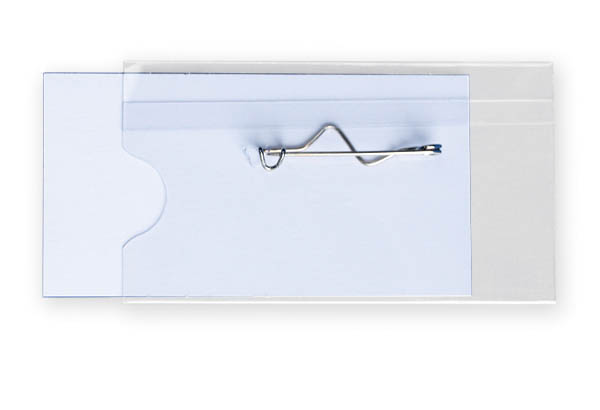Badge porte nom en PVC avec pince épingle - 60 x 40 mm