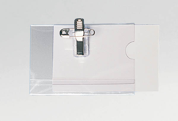 Badge porte nom en PVC avec pince clip et épingle - 90 x 57 mm