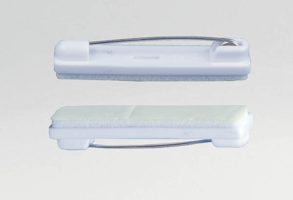 Pince épingle adhésivée horizontale pour badge - 38 x 8 mm