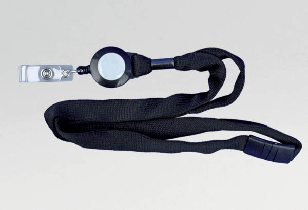Enrouleur avec lacet noir pour badge - Longueur totale de 1060 mm