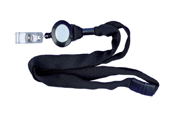 Enrouleur avec lacet noir pour badge - Longueur totale de 1060 mm