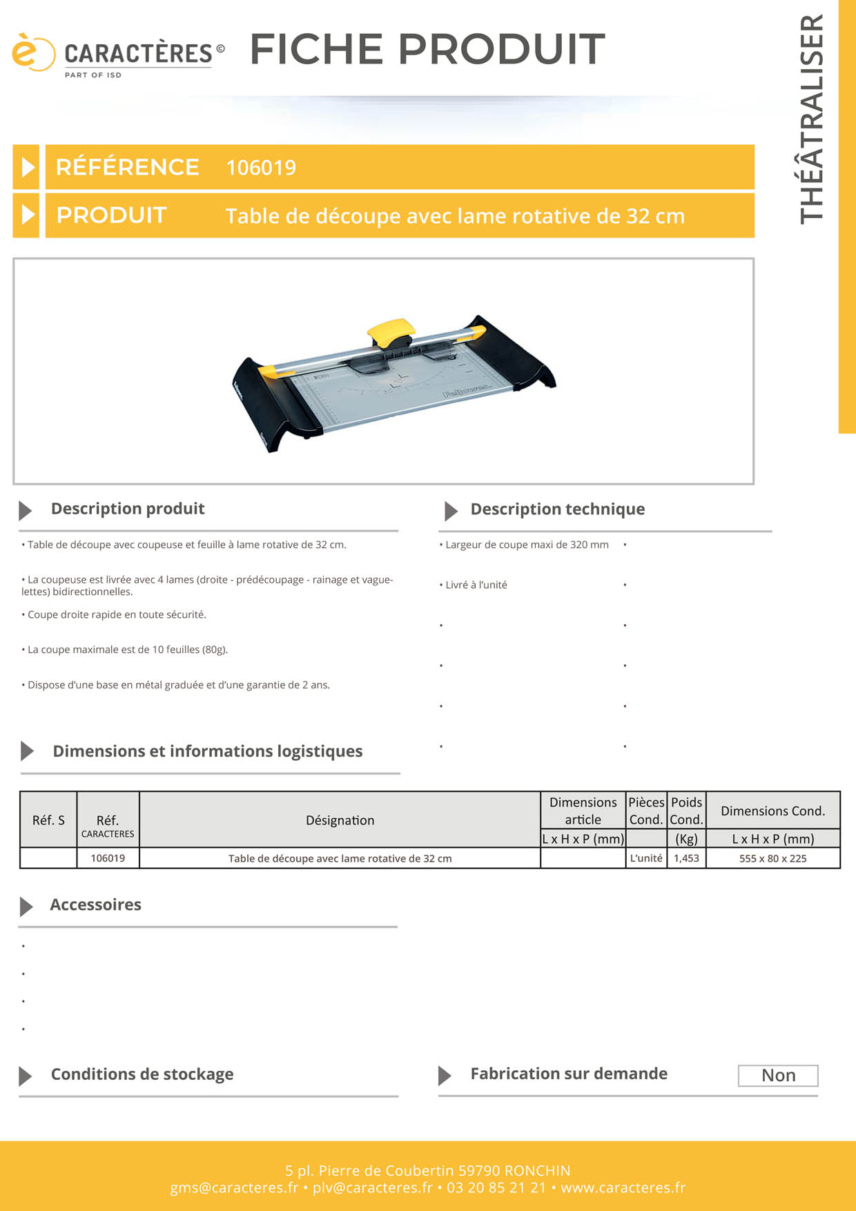 Table de découpe avec lame rotative de 32 cm