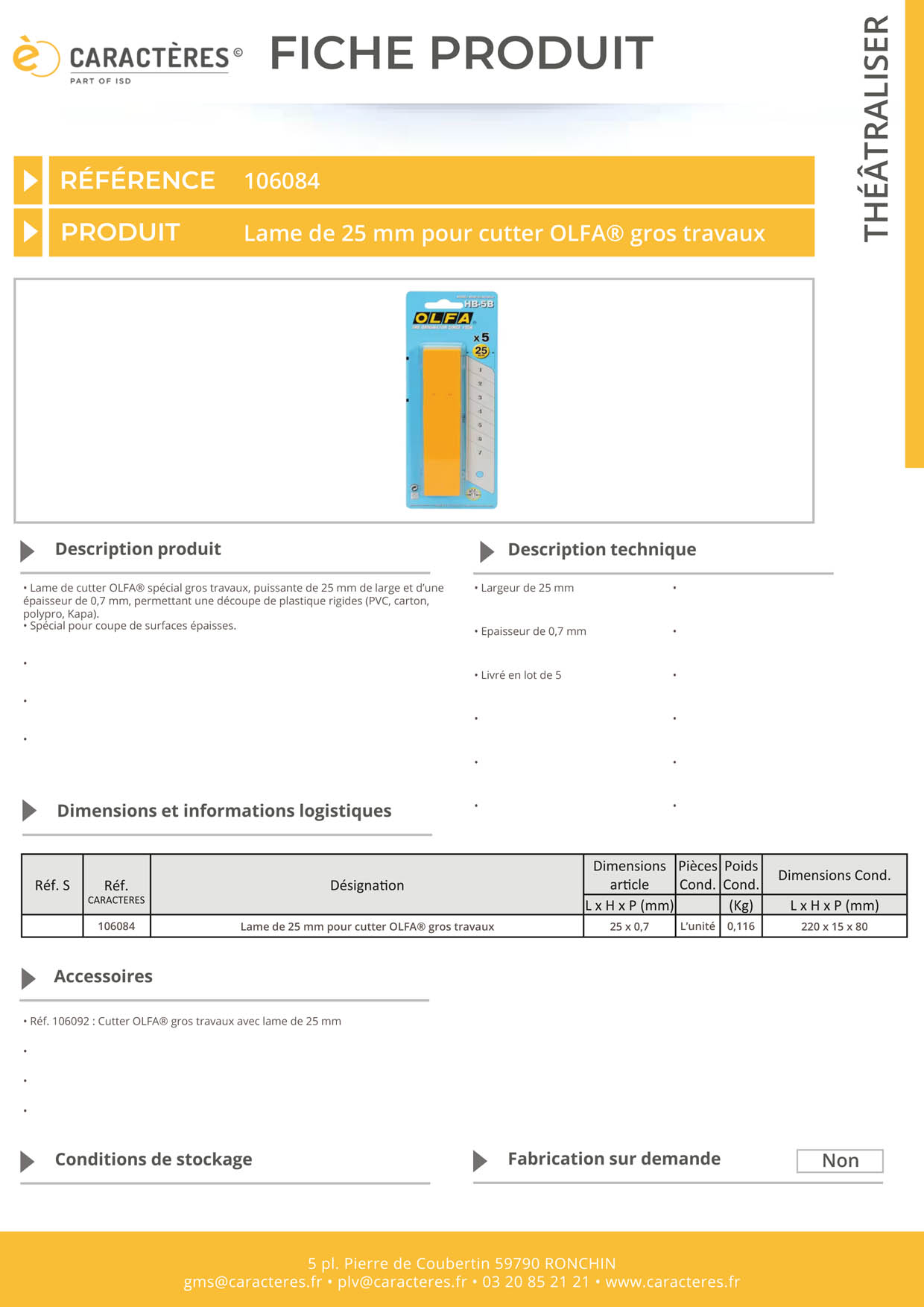 Lame de 25 mm pour cutter OLFA® gros travaux