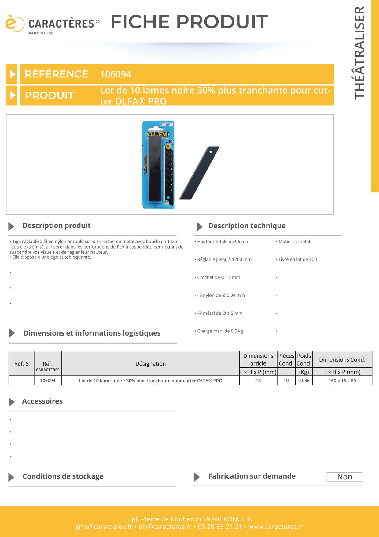 Lot de 10 lames noire 30% plus tranchante pour cutter Olfa® PRO