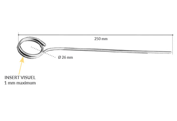 Pic en métal de Ø 2.3 mm avec pince spirale de Ø 26 mm - Hauteur 250 mm