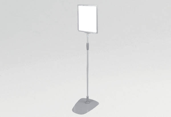 Kit cadre A4 transparent socle métal et tige télescopique de 600 à 1000 mm