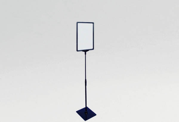 Kit cadre A4 noir avec socle plastique et tige télescopique de 320 à 620 mm