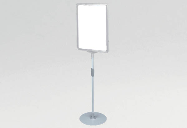 Kit cadre A4 transparent socle métal et tige télescopique de 370 à 650 mm