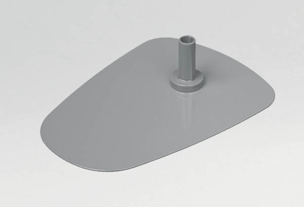 Socle rectangulaire gris de 175 x 235 mm en métal pour tige de Ø 12 mm