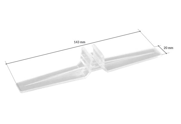 Paire de grands supports droits transparents pour cadres A5 à A3 - 143 x 20 mm