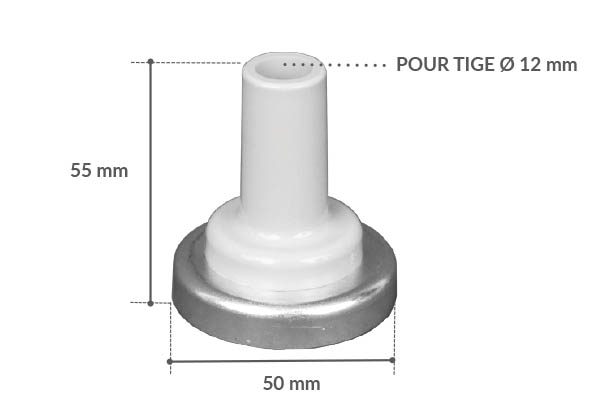 Aimant gris clair de Ø 50 mm pour tige de Ø 10 mm - Résistance 9 kg