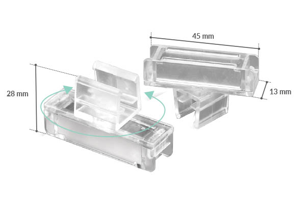 Aimant transparent de 13 x 45 mm orientable à 360° - Résistance 2.8 kg