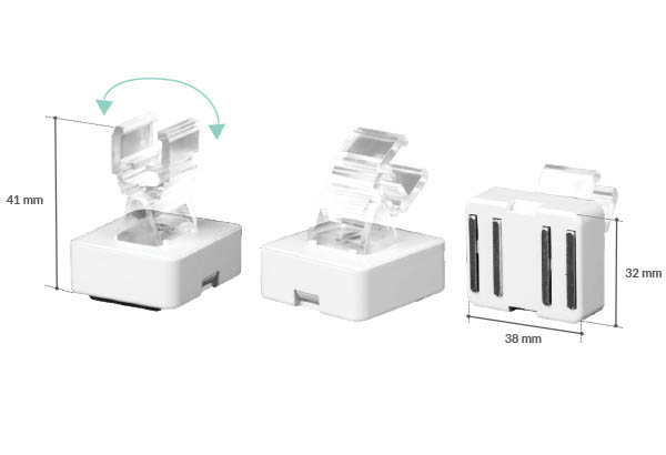 Aimant blanc de 32 x 38 mm orientable à 180° - Résistance 5.6 kg