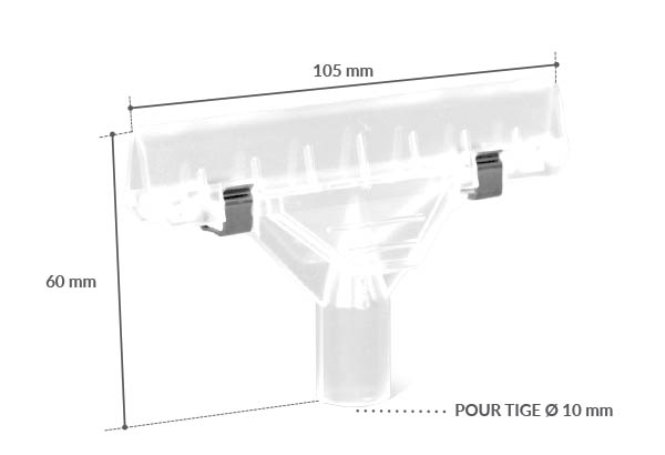 Pince transparente de 105 x 60 mm avec ressort métal pour visuel de 1 à 5 mm d'épaisseur