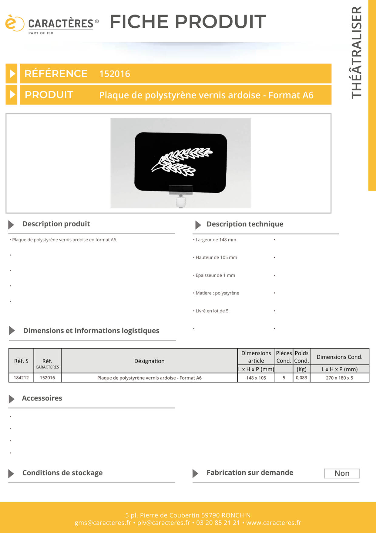 Plaque de polystyrène vernis ardoise de 1 mm d'épaisseur - Format A6
