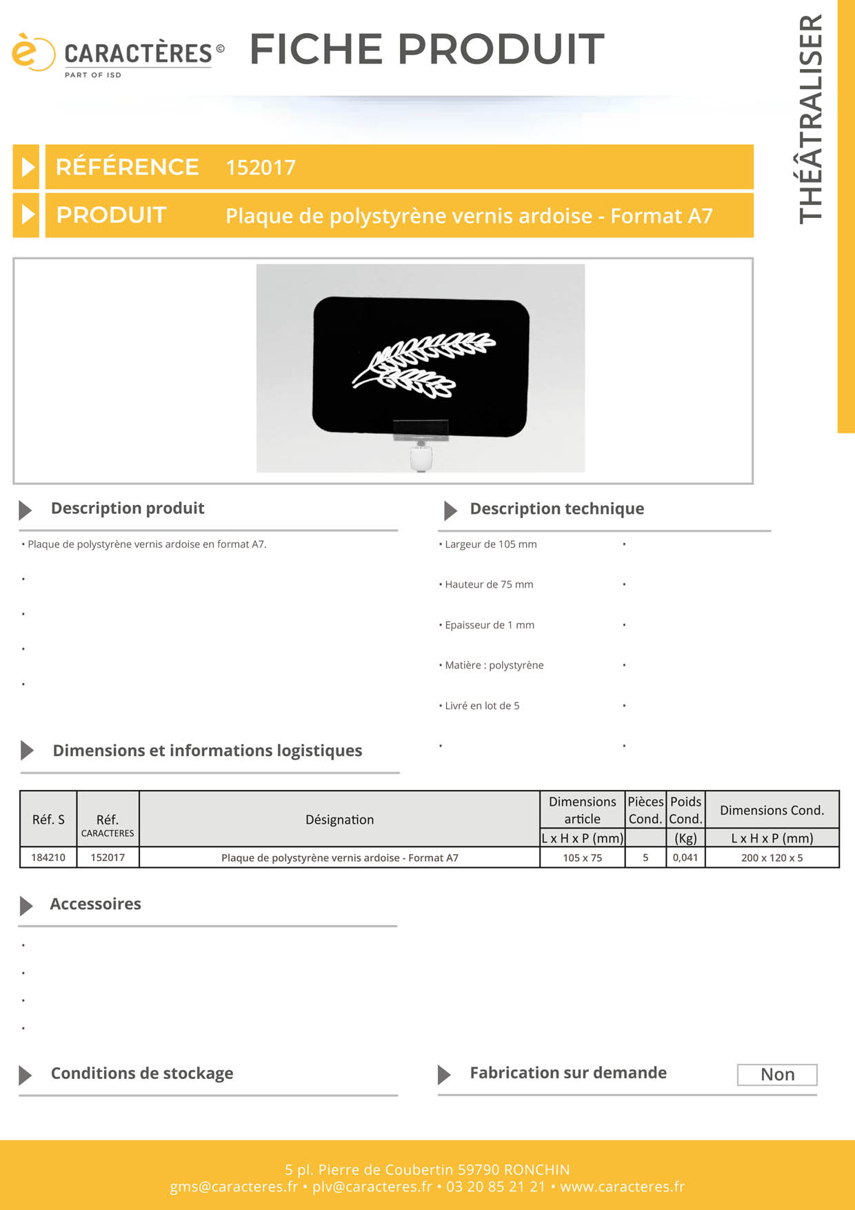 Plaque de polystyrène vernis ardoise de 1 mm d'épaisseur - Format A7