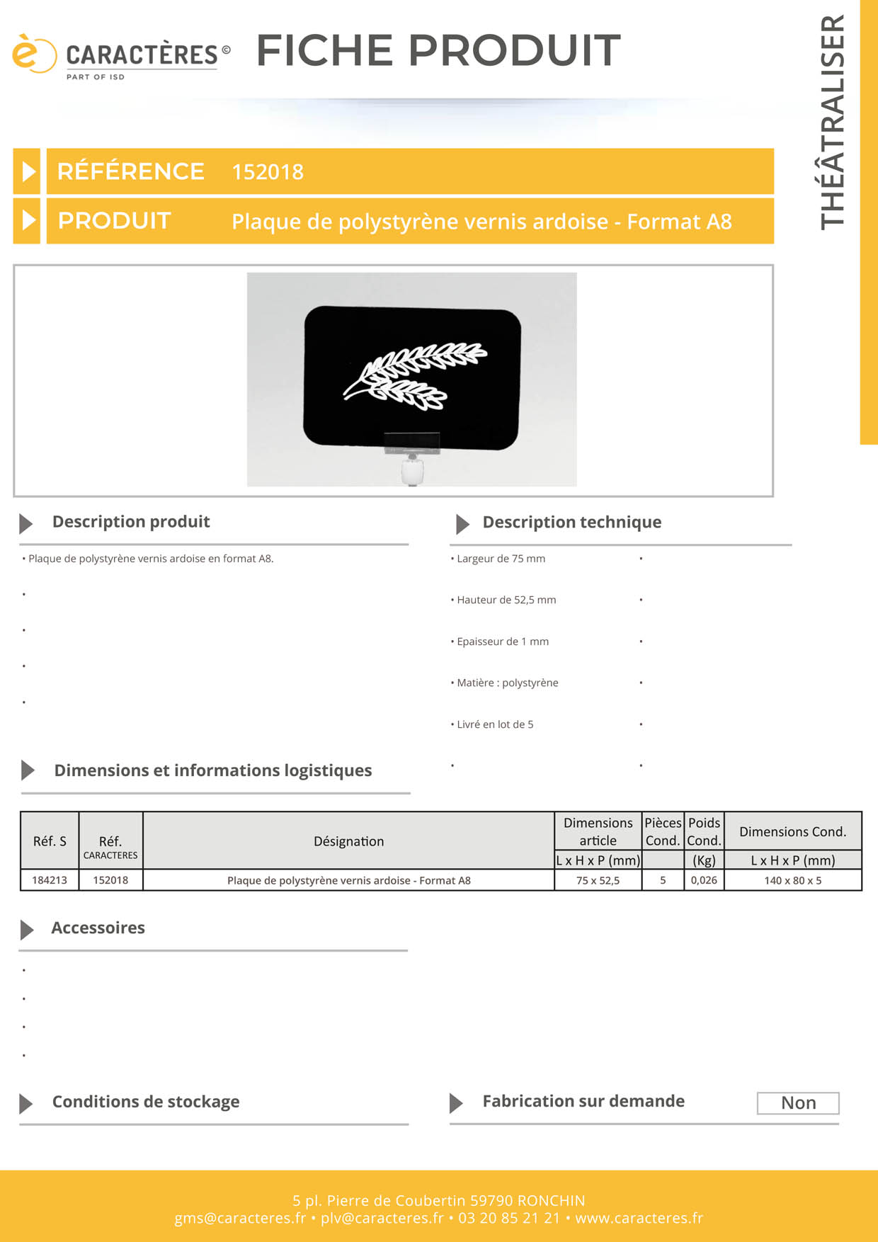 Plaque de polystyrène vernis ardoise de 1 mm d'épaisseur - Format A8
