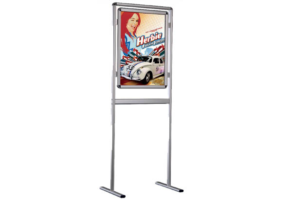 Cadre clippant A1 sur pied en aluminium 2 faces - Profil de 32 mm - Coins ronds