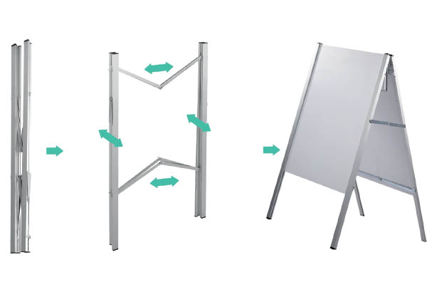 Chevalet personnalisable pliable avec profil de 20 mm en aluminium - Format A1