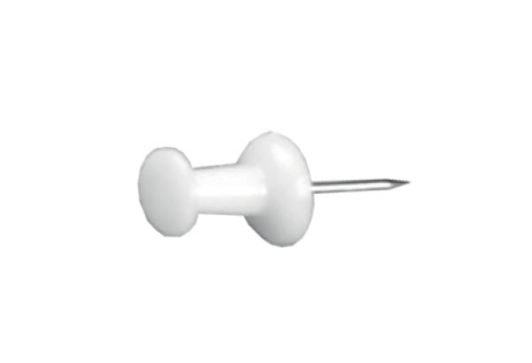 Punaise blanche de Ø 7 mm pour tableau en liège - Longueur 25 mm