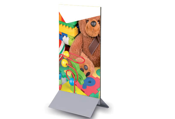 Socle pyramide en métal pour panneaux - Longueur 800 mm