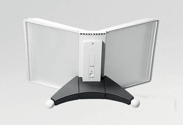 Porte pochettes de comptoir modulable métal laqué noir - 10 pochettes A4 gris