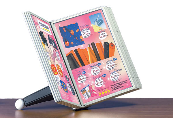 Porte-pochettes de comptoir modulable métal laqué noir - 10 pochettes A4 gris