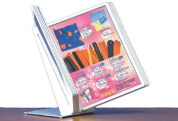 Porte pochettes de comptoir à poser en métal laqué blanc - 10 pochettes A4 gris