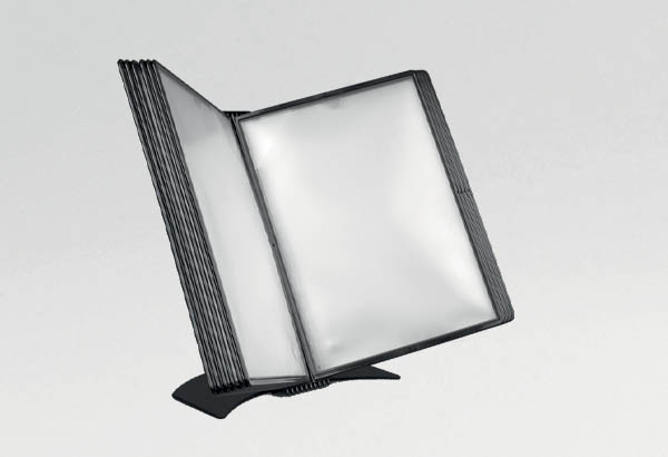 Porte-pochettes de comptoir en métal laqué noir - 10 pochettes A4 noir