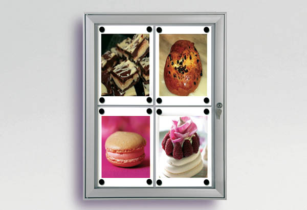 Vitrine en aluminium pour extérieur avec verrouillage - Vitrine 2 x 2 - 4 formats A4