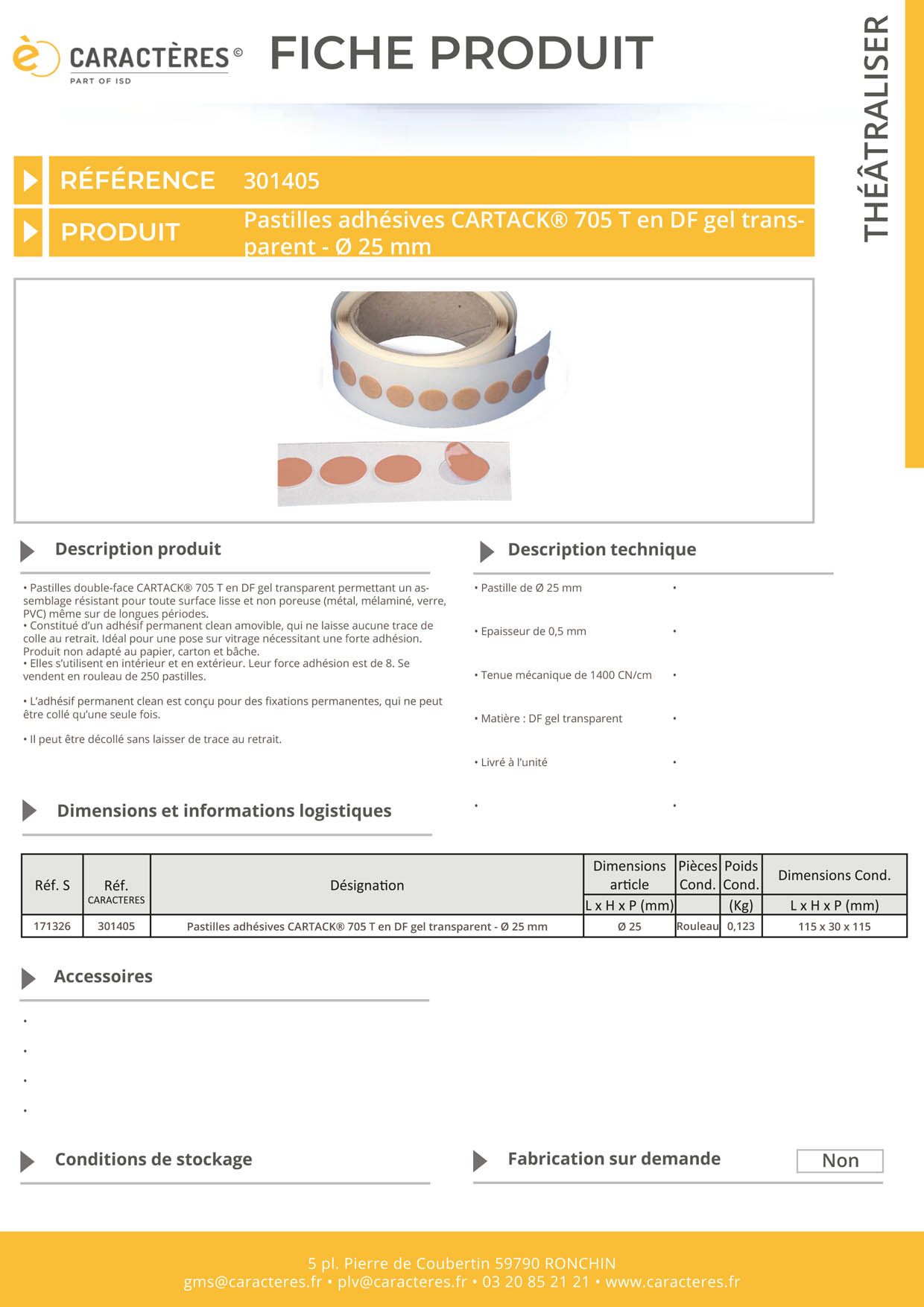 Pastilles adhésives CARTACK® 705 T en DF gel transparent - Ø 25 mm