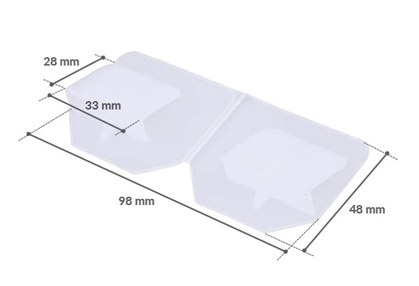 Pied double translucide pour display avec angle réglable