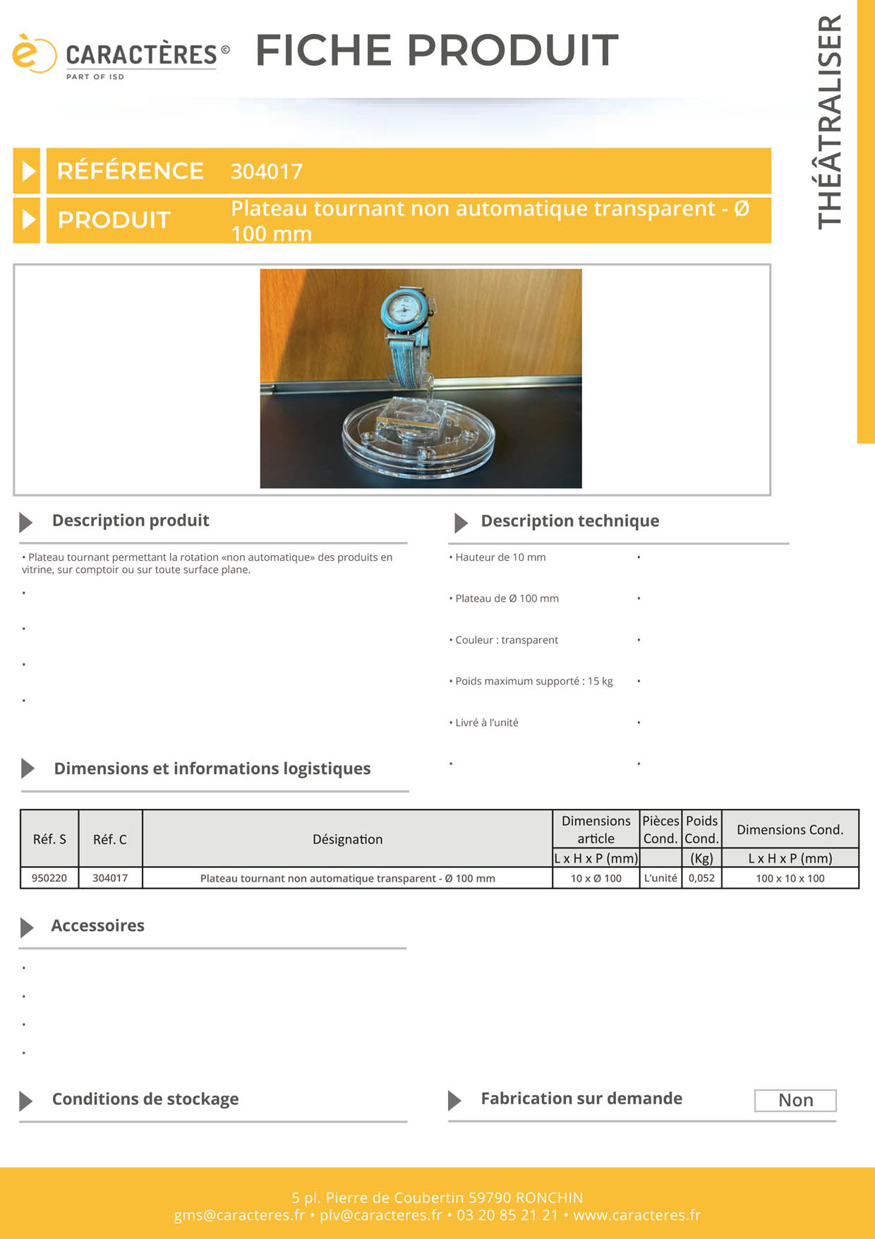 Plateau tournant non automatique transparent - Ø 100 mm