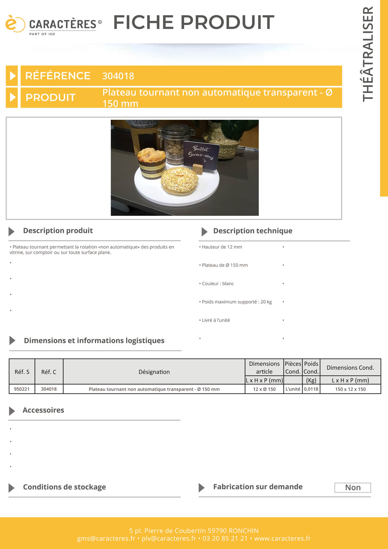 Plateau tournant non automatique blanc - Ø 150 mm