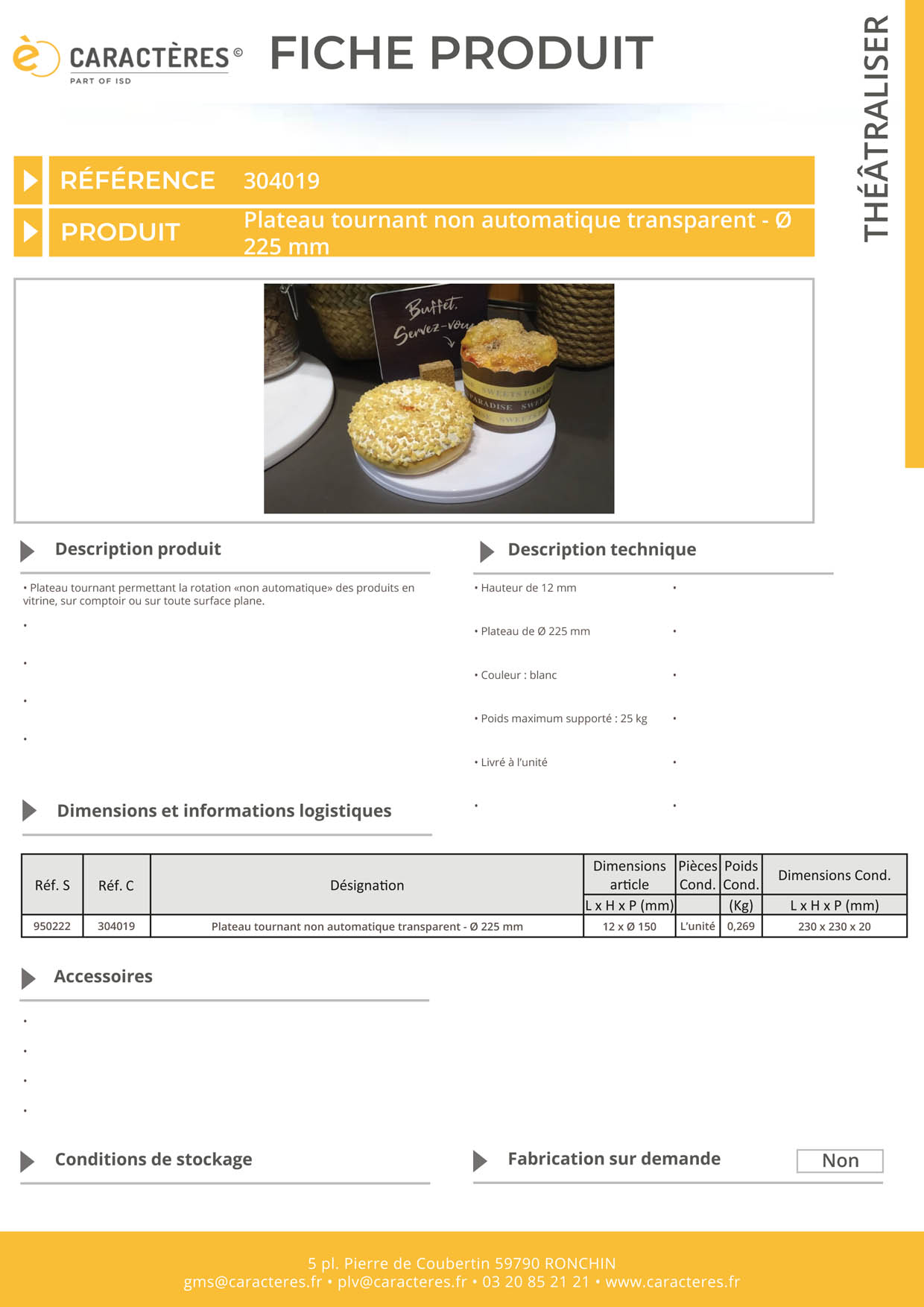 Plateau tournant non automatique blanc - Ø 225 mm
