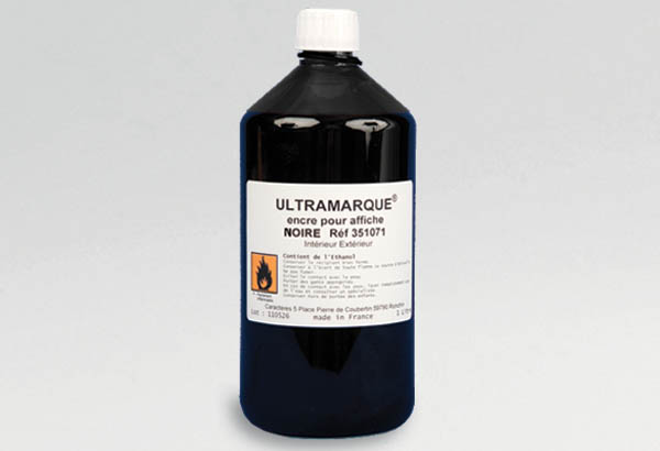 Encre Ultramarque® à base de solvant - Vendu en bidon de 1 litre - Encre noire