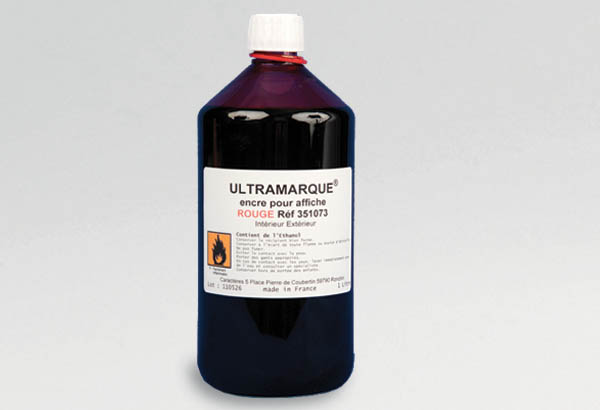 Encre Ultramarque® à base de solvant - Vendu en bidon de 1 litre - Encre rouge