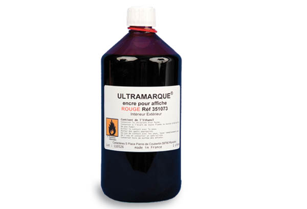 Encre Ultramarque® à base de solvant - Vendu en bidon de 1 litre - Encre rouge