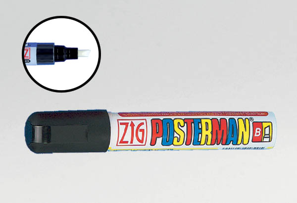 Marqueur craie Posterman® - Pointe biseautée de 6 mm noire