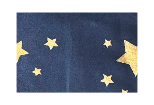 Rouleau de tissu en coton à thème de 160 cm x 25 m - Bleu / Etoile or