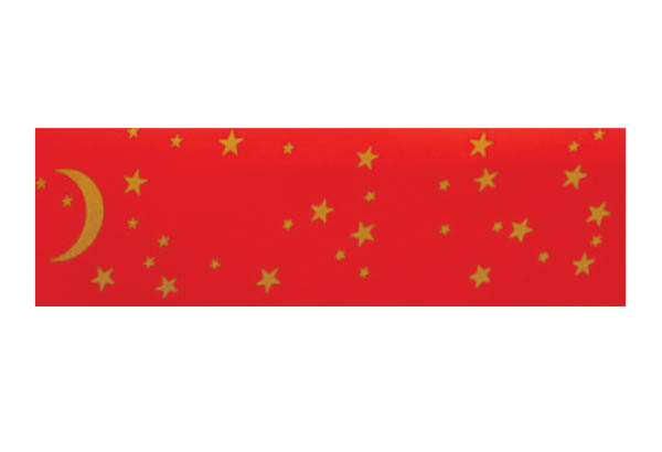 Rouleau de cache palette Calcolor® à thème de 15 cm x 50 m - Rouge / Etoilé Or