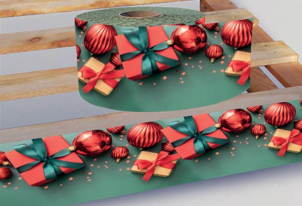 Rouleau de cache palette Calcolor® à thème de 15 cm x 50 m - Cadeaux de Noël