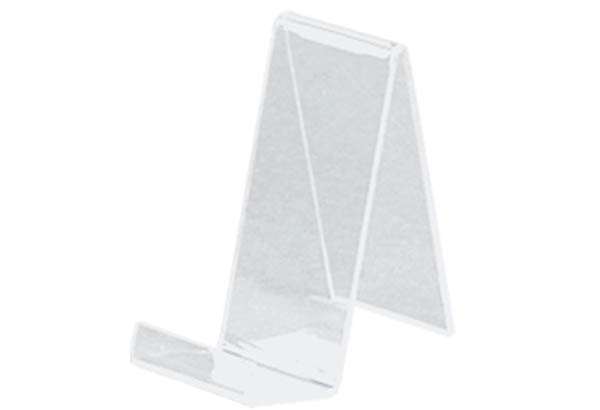 Porte produit incliné avec retour avant de 20 mm en acrylique - 190 x 80 mm