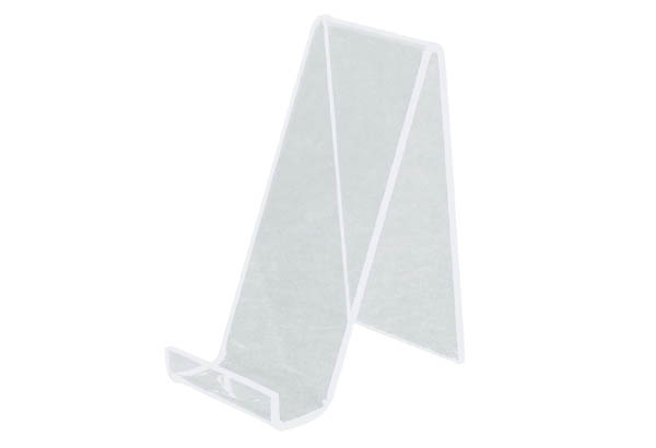 Porte-produit incliné avec retour avant de 10 mm en acrylique - 90 x 50 mm