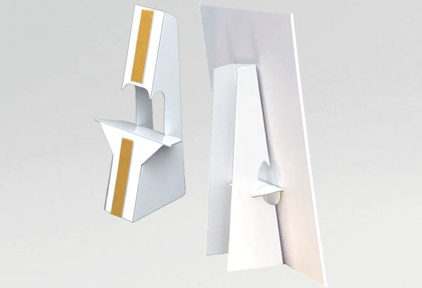 Chevalet carton 2 pieds avec adhésif permanent - 186 x 85 mm