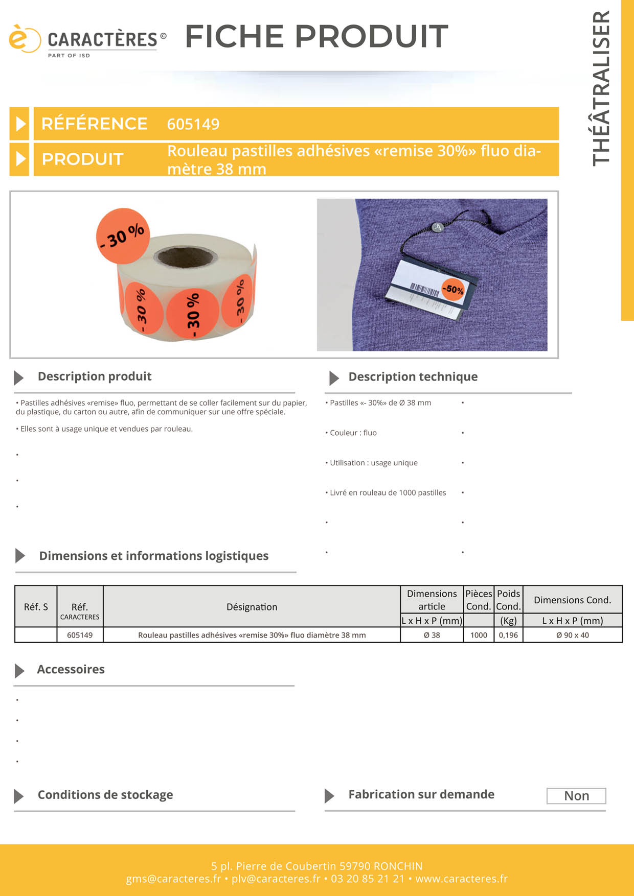 Pastilles adhésives remise de "-30%" fluo de Ø 38 mm