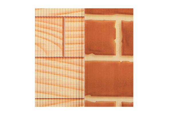 Rouleau de carton microcannelure à thème de 15 cm x 50 m - Bois / Briques