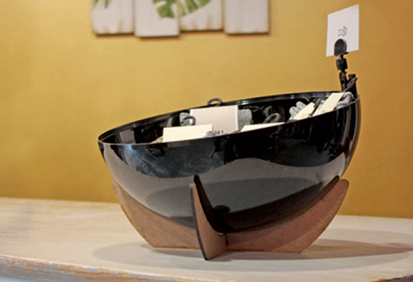 Vasque demi sphère en plastique de Ø 25 cm (sans le support) - Noir