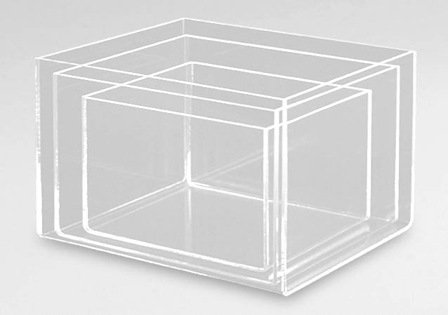 Boite distributrice carré en acrylique transparent de 20 cm
