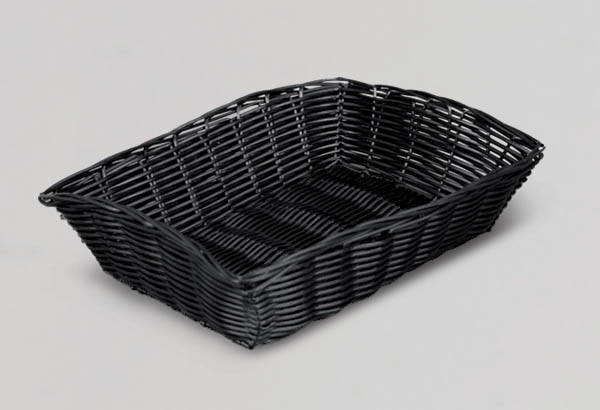 Corbeille rectangulaire en polypropylène noir - 330 x 220 x 80 mm